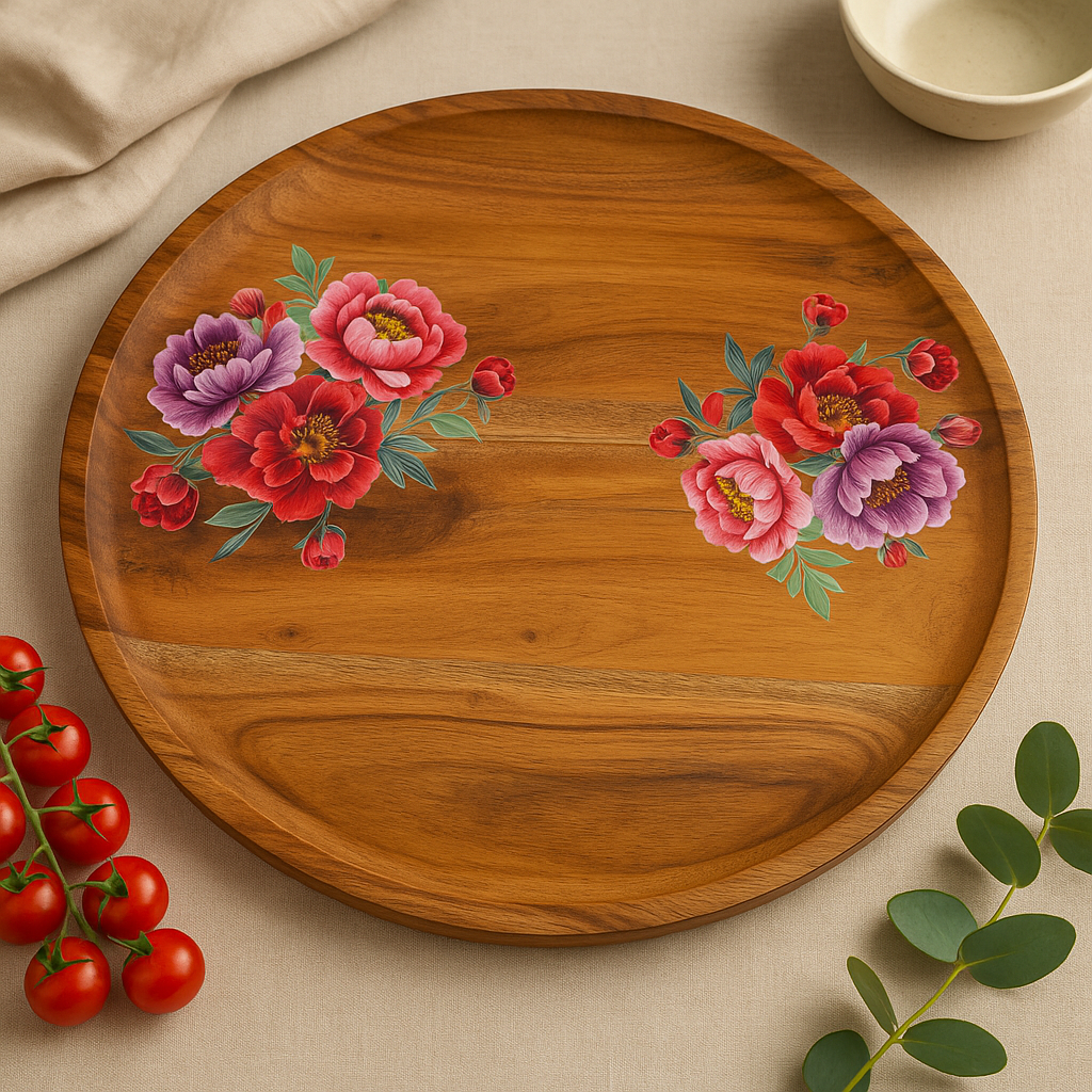 Printed Wooden Platter - Round