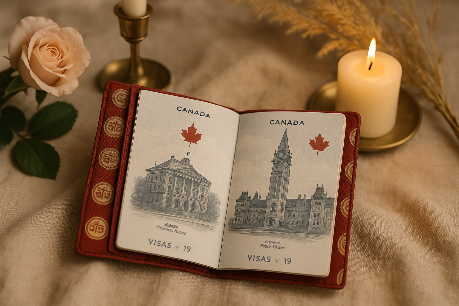 Fabric Passport Cover - Red Paisa Print