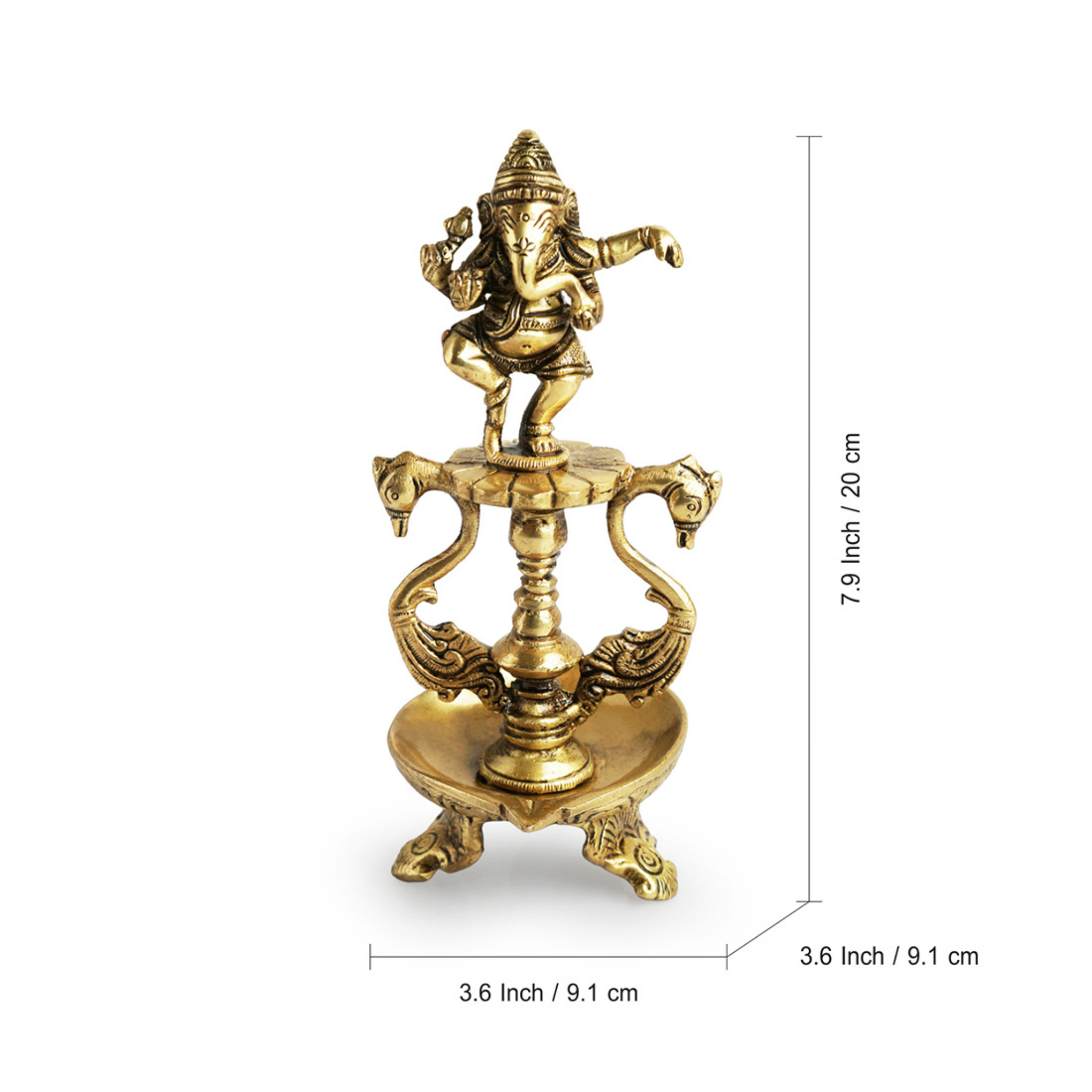 Dancing Ganesha Diya (Hand-etched in Brass)