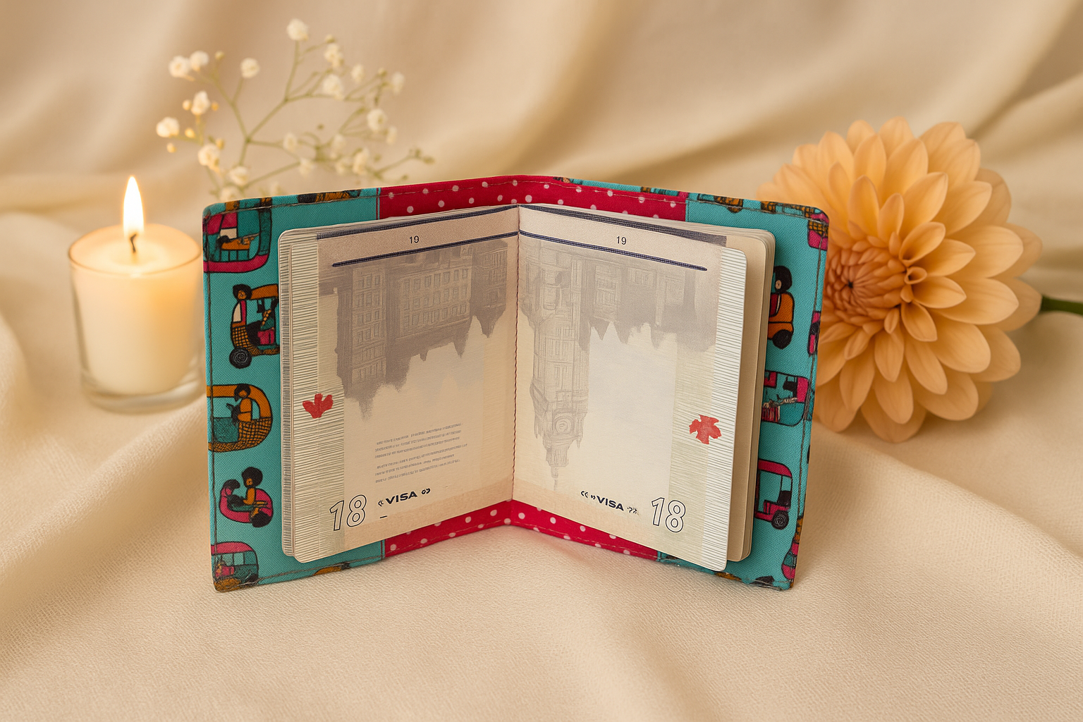 Fabric Passport Cover - Auto Rickshaw