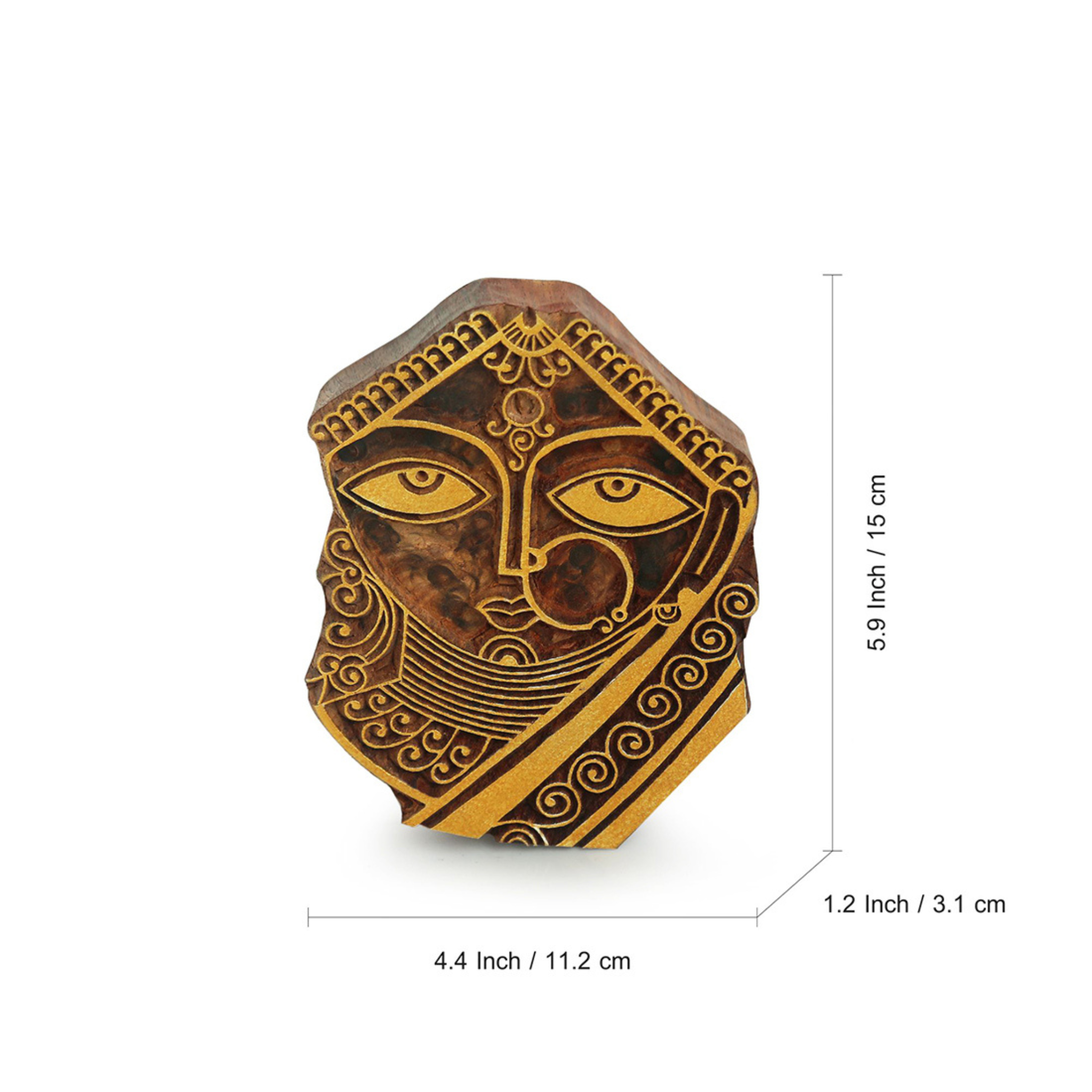 Hancarved Bride Block Wall Decor in Sheesham wood