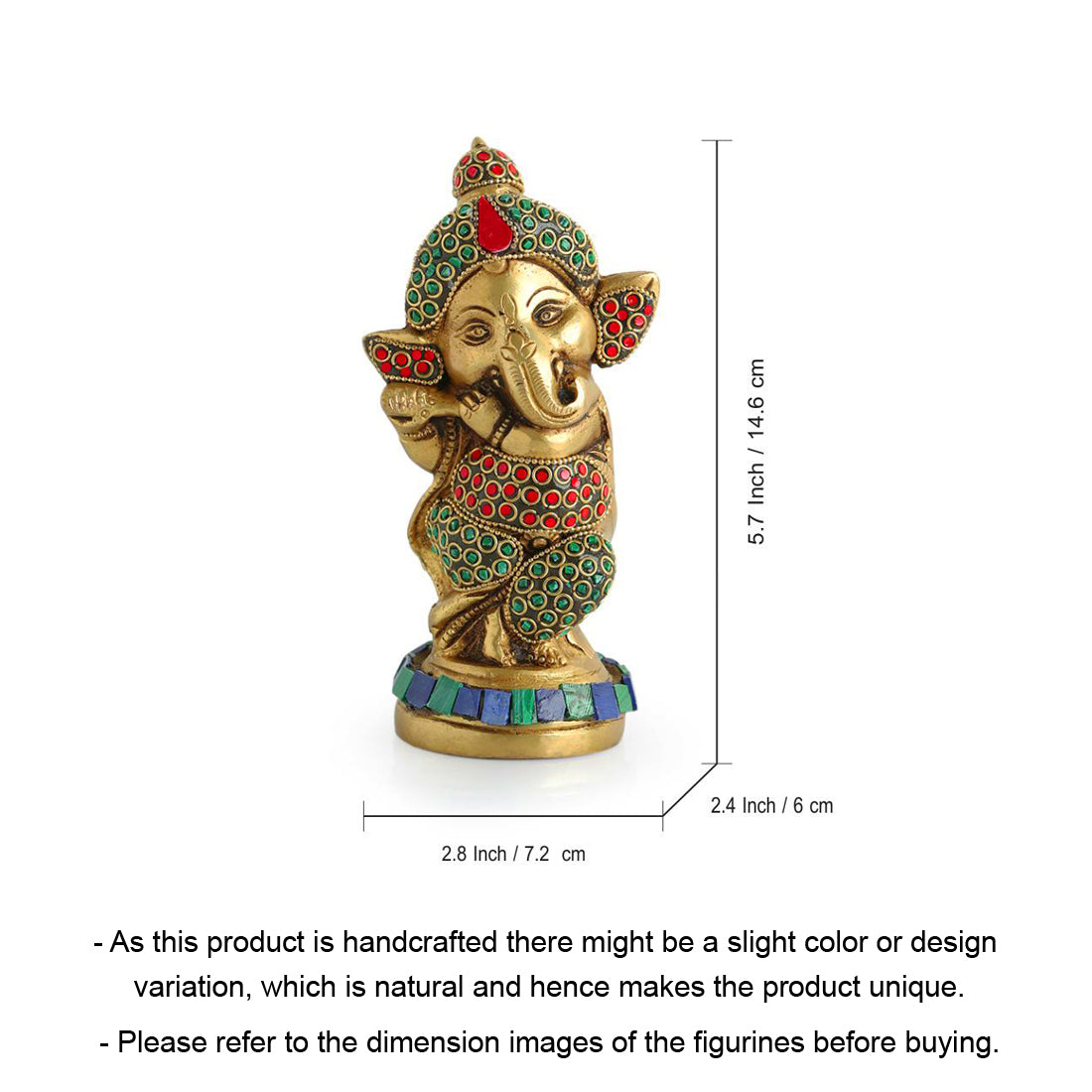 Ganesha with Flute (Hand-etched in Brass)