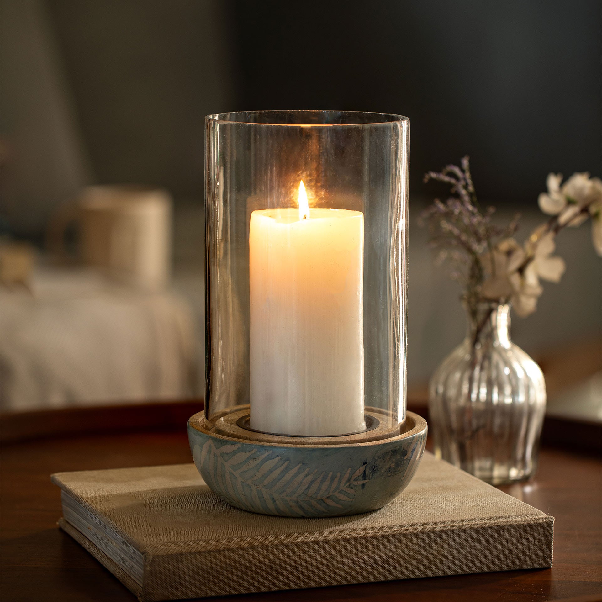 Candle Holder - Glass & Botanical motifs