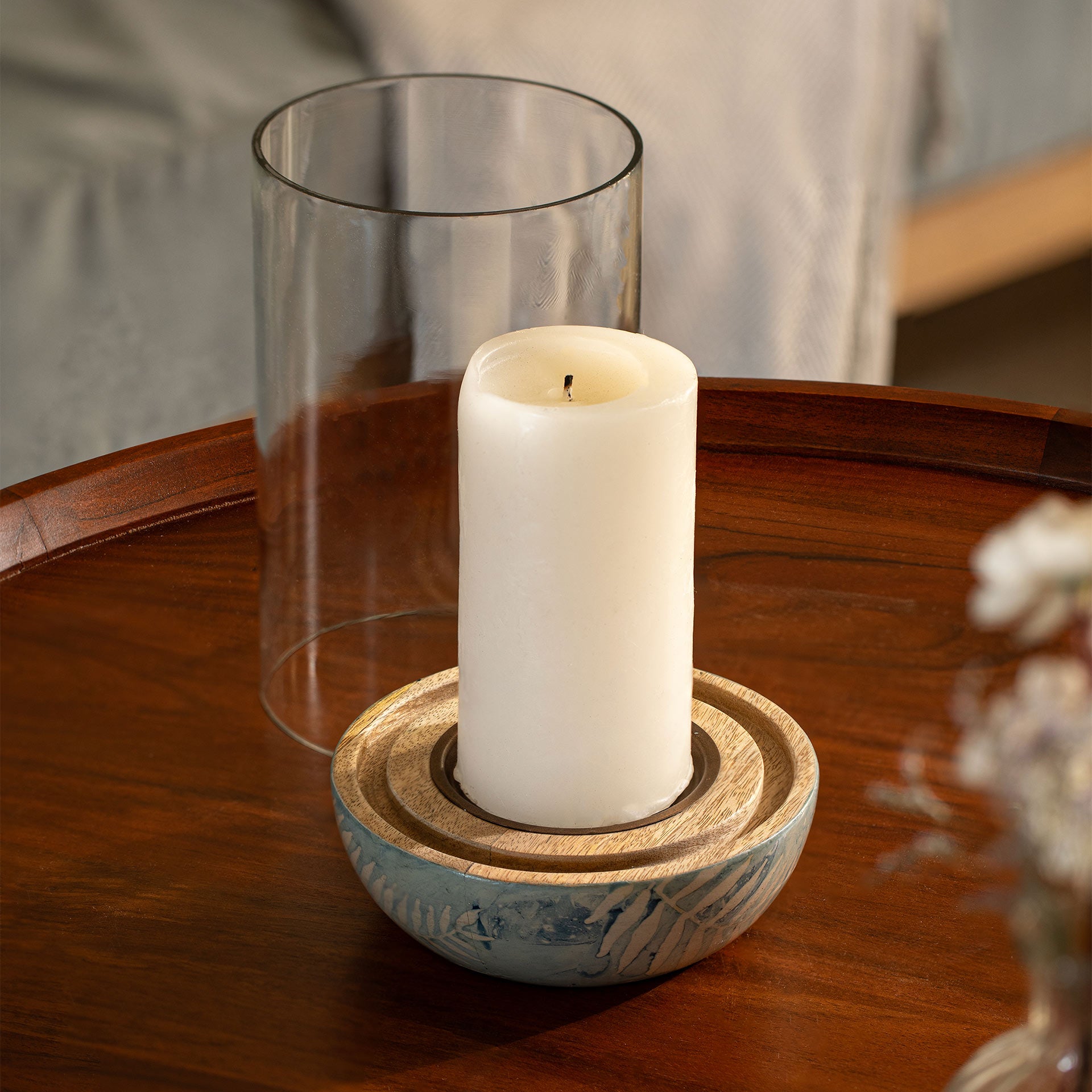 Candle Holder - Glass & Botanical motifs
