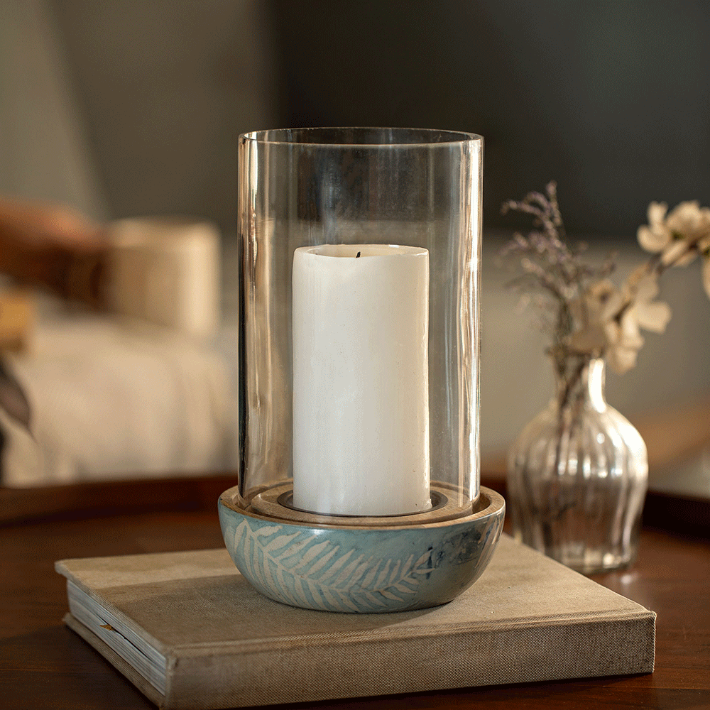 Candle Holder - Glass & Botanical motifs