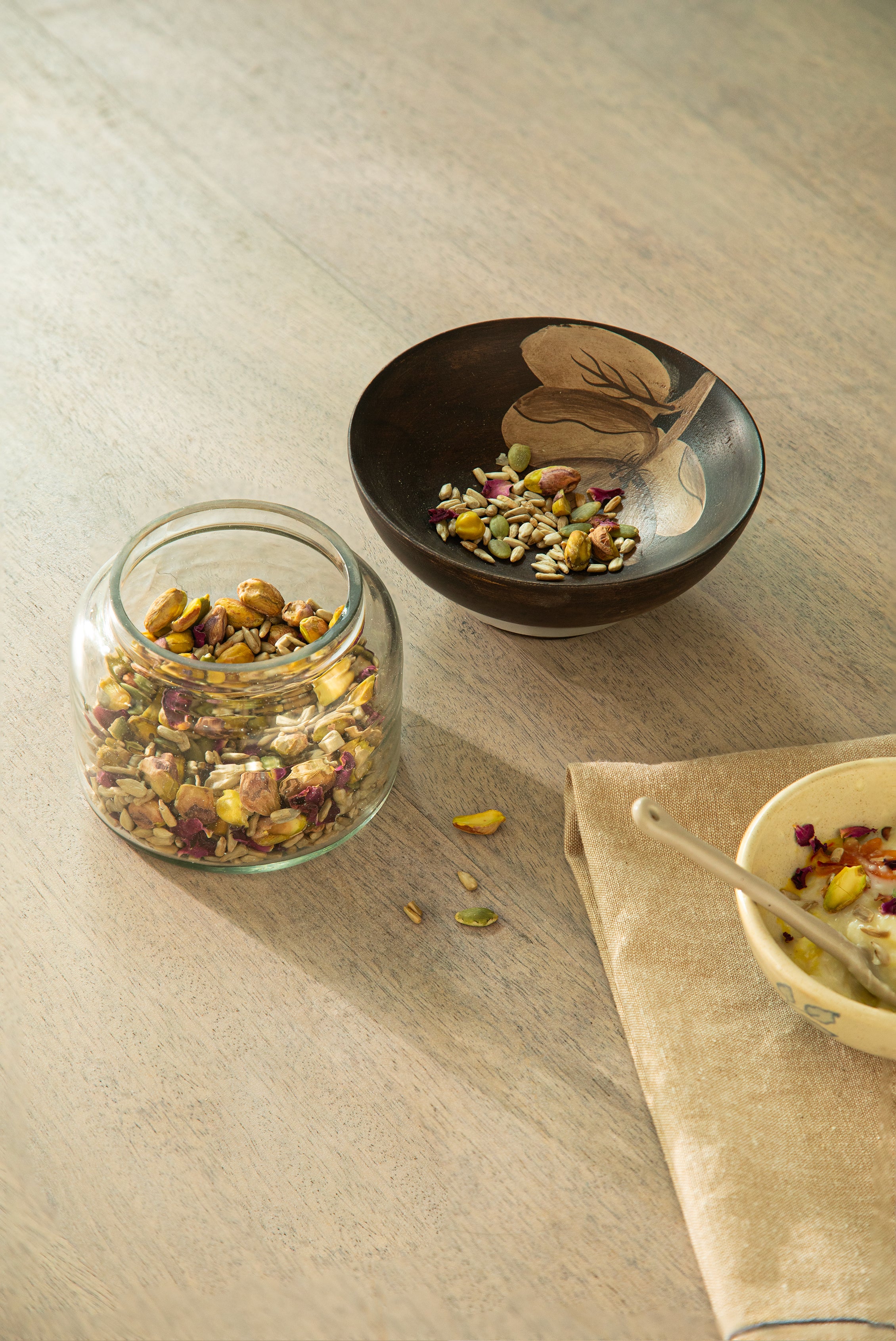 Glass Jar with Wooden Nut Bowl - Kashi