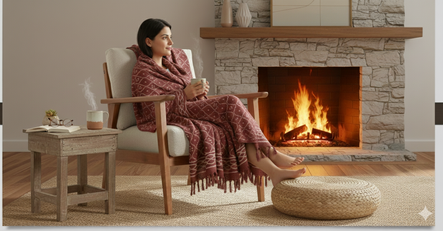 Hand Knitted/Woven Throw | 50" x 60" | 100% Cotton