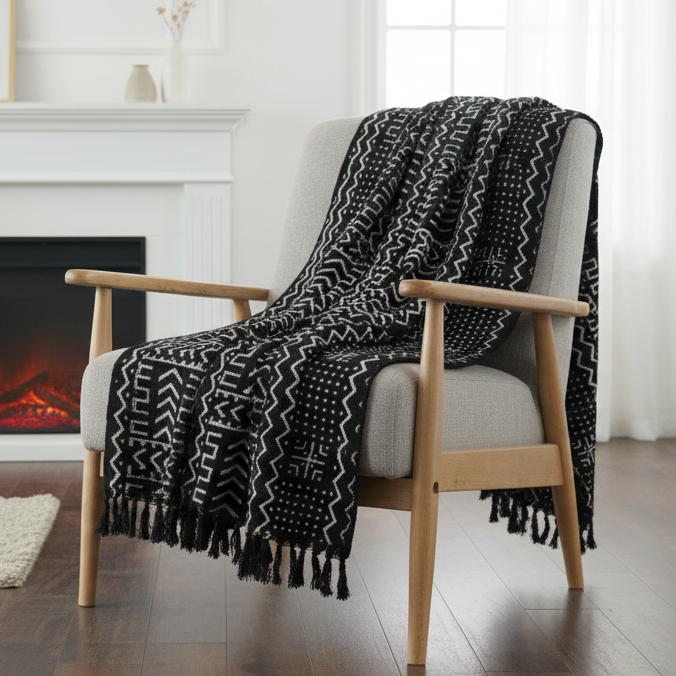 Hand Knitted/Woven Throw | 50" x 60" | 100% Cotton