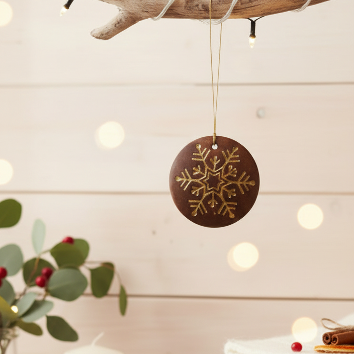 Hand-Carved Coconut Shell Christmas Ornament – Reindeer