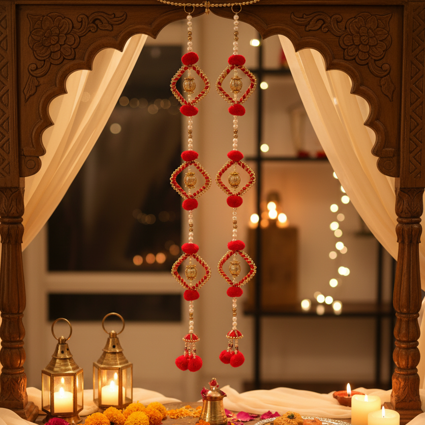 Pom Pom Hanging (Red)