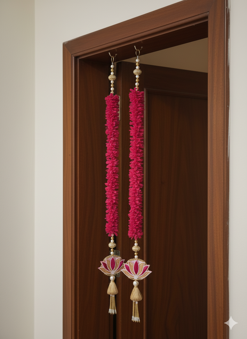 Leo Traditional Hanging (Magenta with Lotus and Drop)