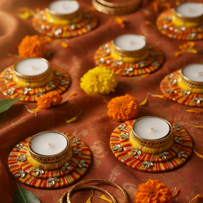 Leo Heavy T Light (Yellow & Orange base with Stones)