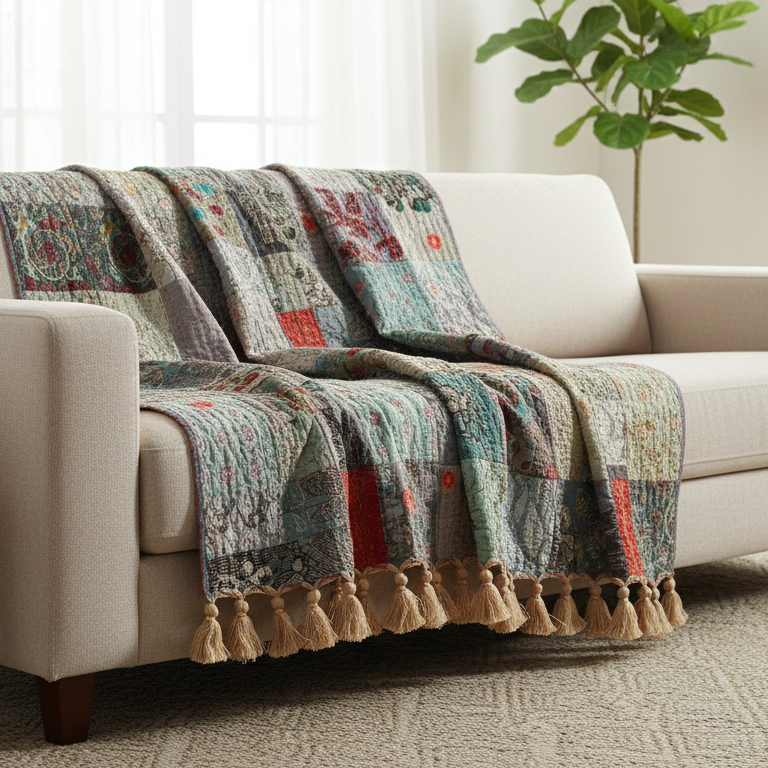 Hand Knitted/Woven Throw | 50" x 60" | 100% Cotton