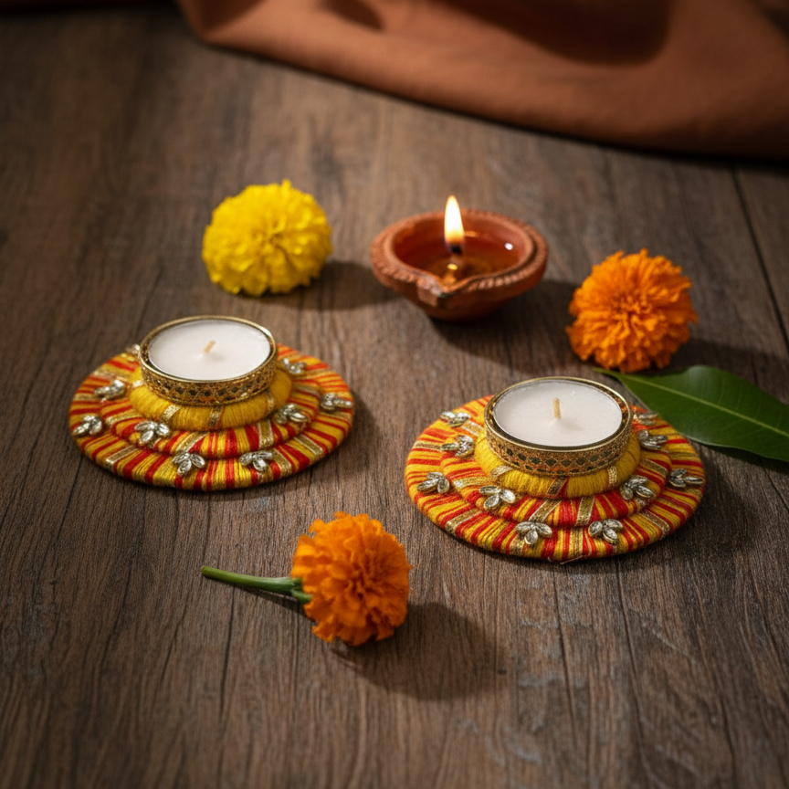 Leo Heavy T Light (Yellow & Orange base with Stones)