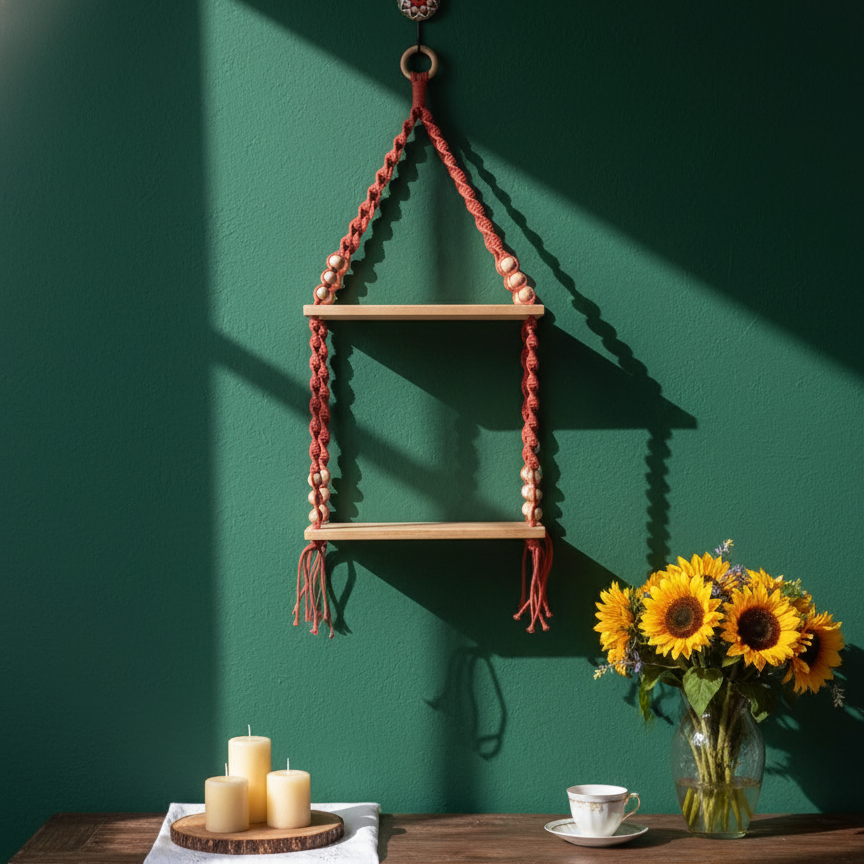 Double Tier Macrame Shelf