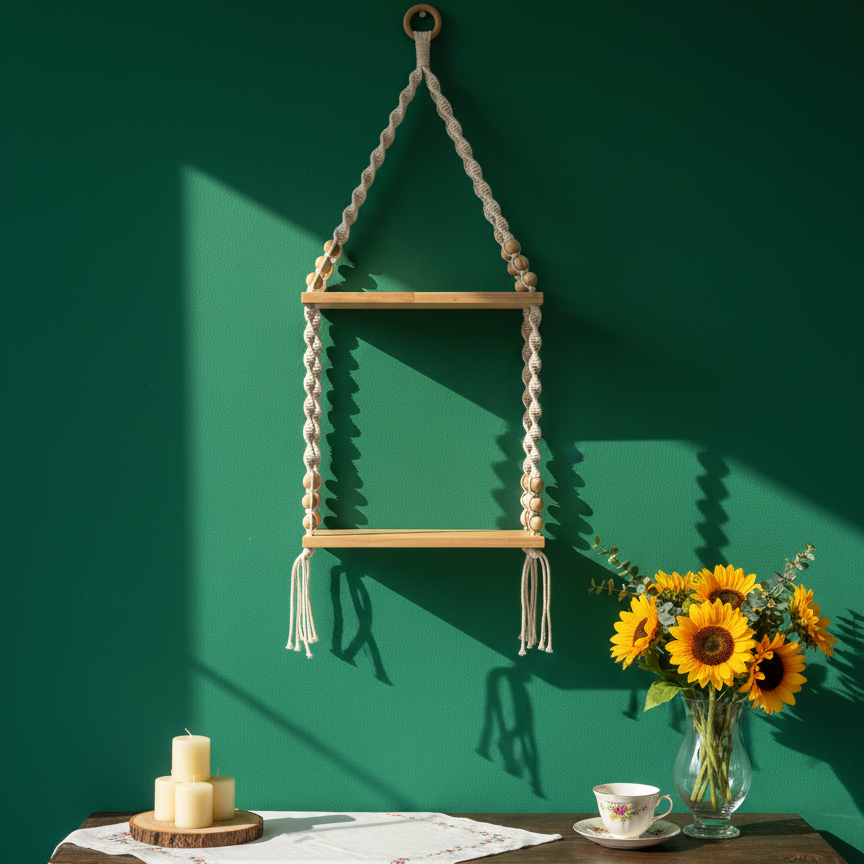 Double Tier Macrame Shelf