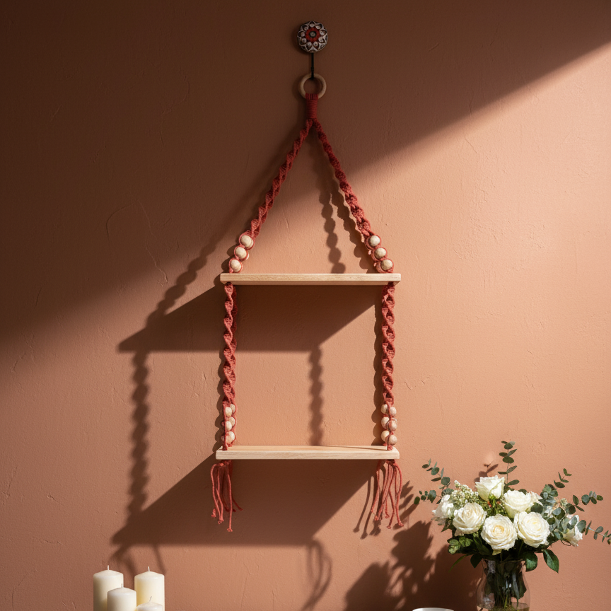 Double Tier Macrame Shelf