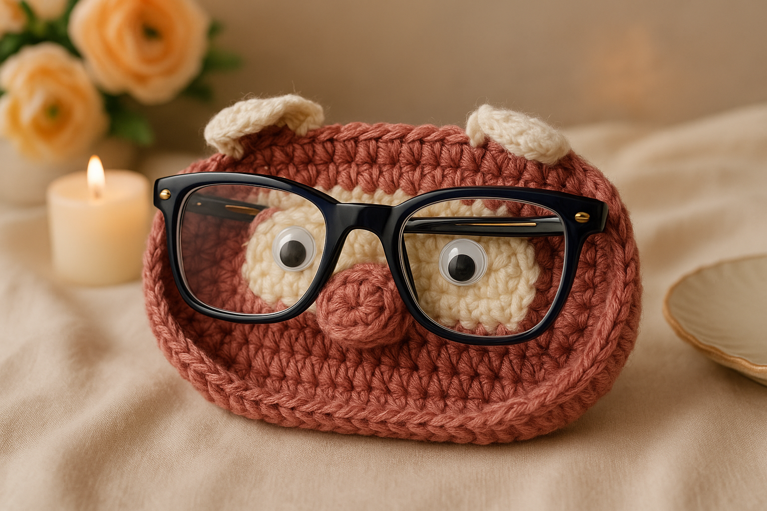 Crochet Bedside Holder (Specs, Jewellery, Medicine, Cup)