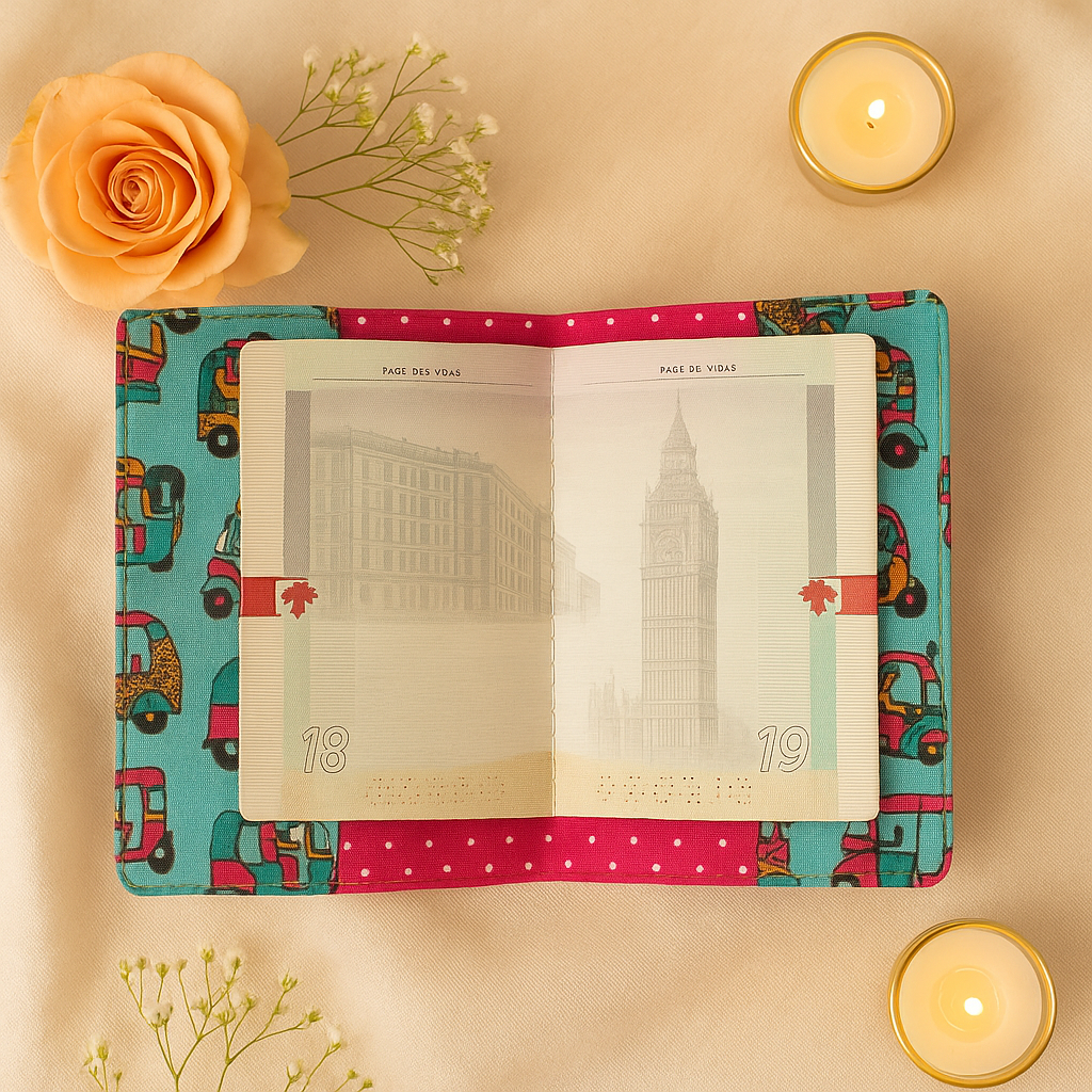Fabric Passport Cover - Auto Rickshaw