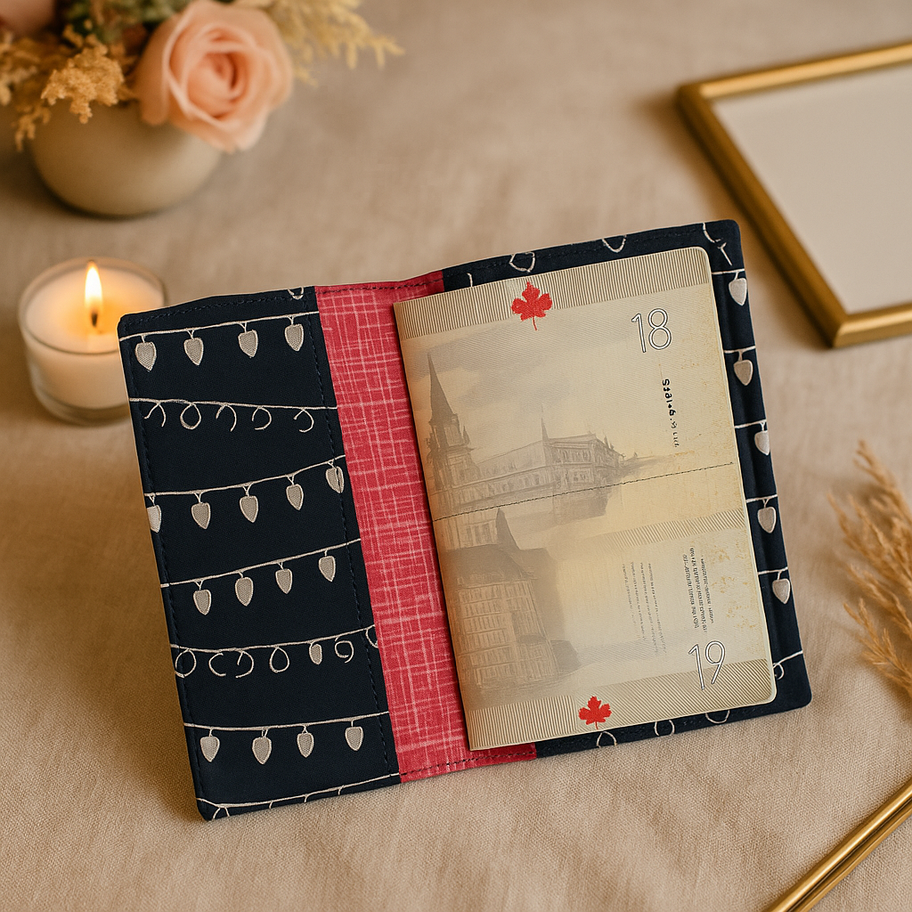 Fabric Passport Cover - Dark Blue Print
