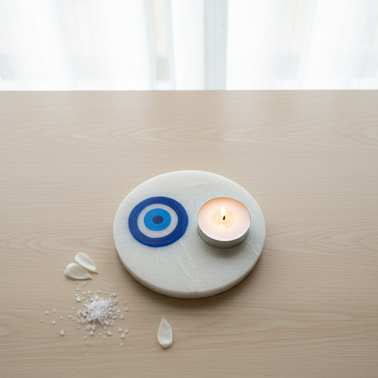 Marble T Light Holder (Evil Eye)