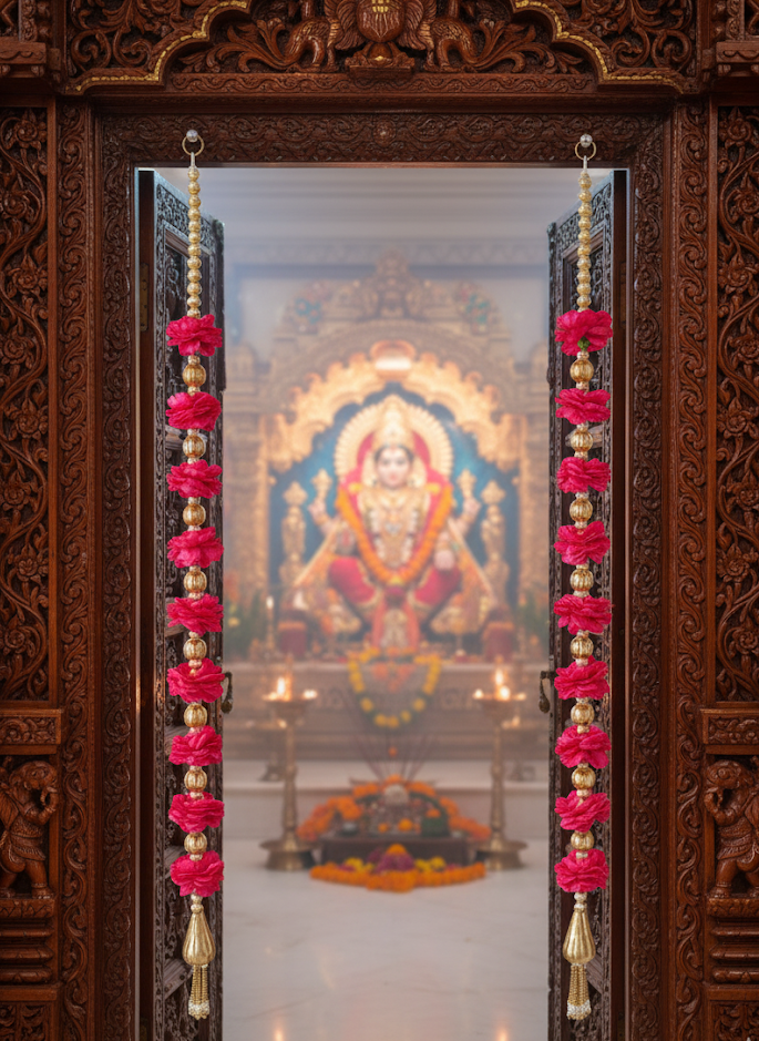 Leo Traditional Hanging (Pink Flower with Golden Drop)