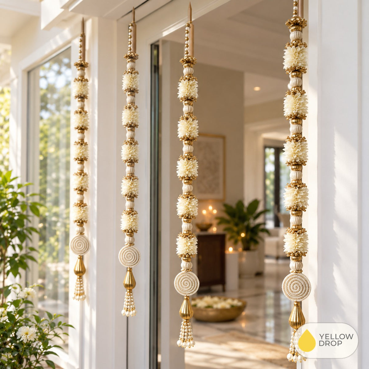 White Pearl Flower Hangings on a doorway