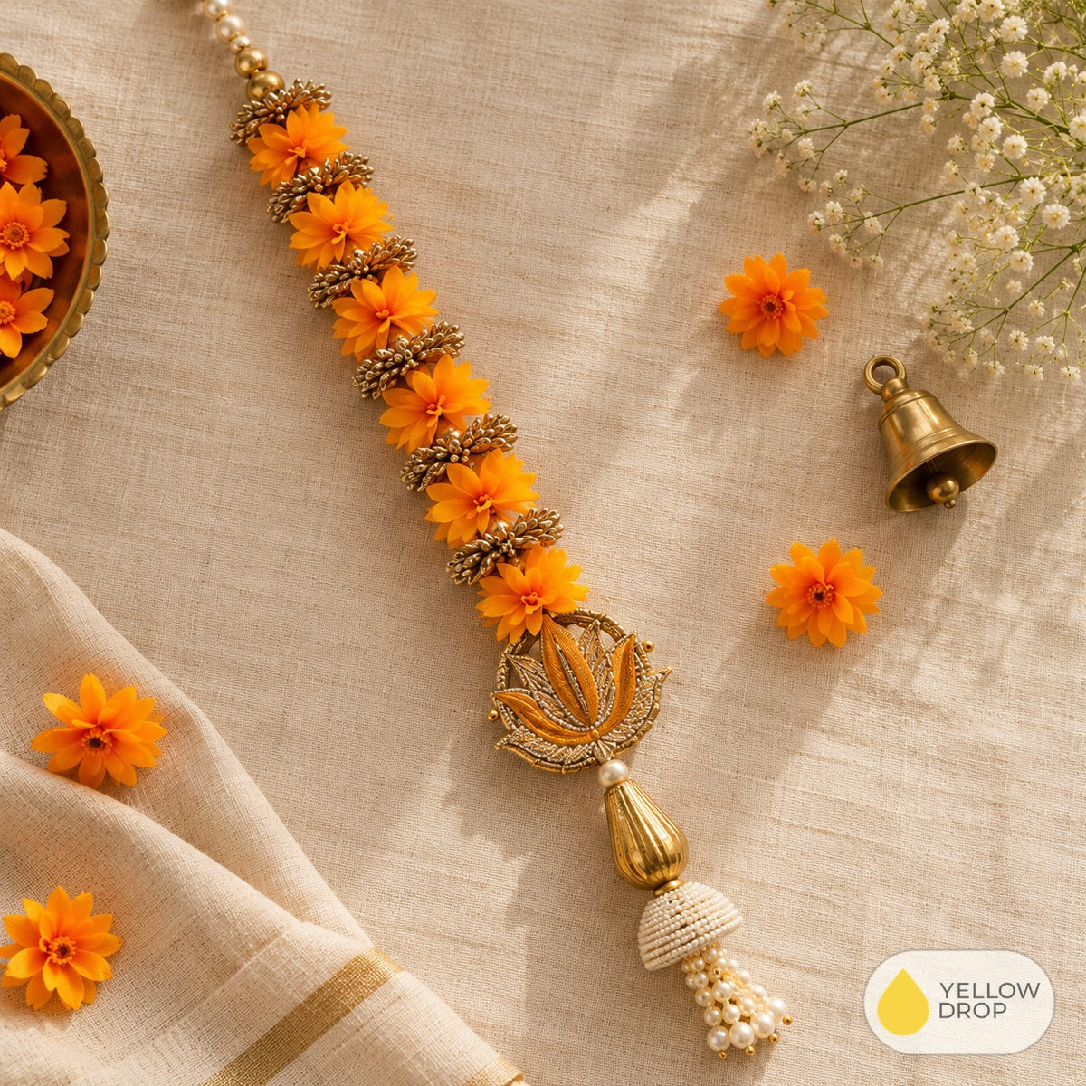 Orange Marigold Hanging flat lay