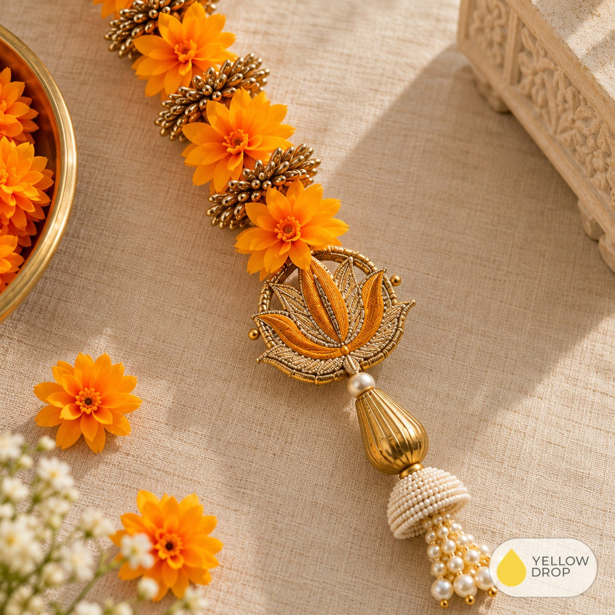 Orange Marigold Hanging close-up