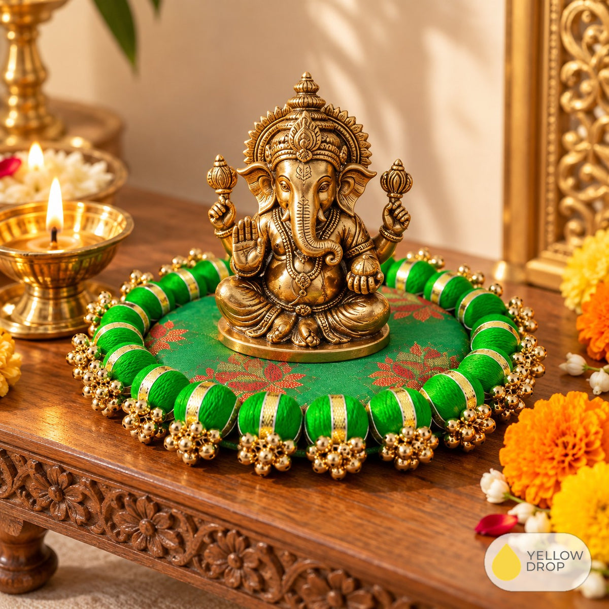 Festive Ganesha Puja Altar