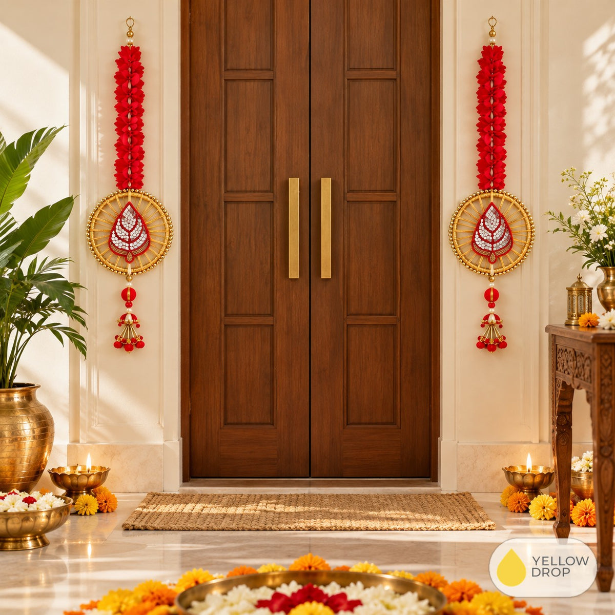 Festive Indian Entryway with Floral Decor