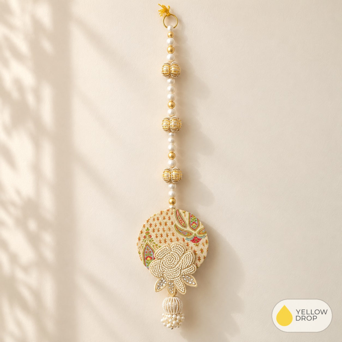 Cream paisley pearl rose wall hanging
