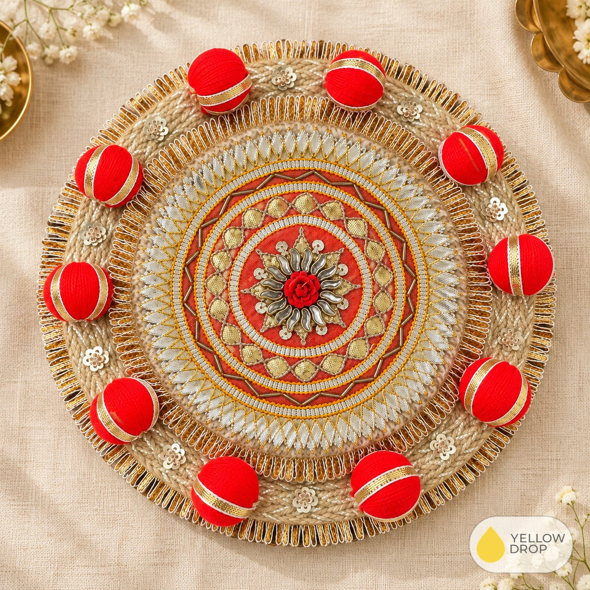 Gota patti round platter