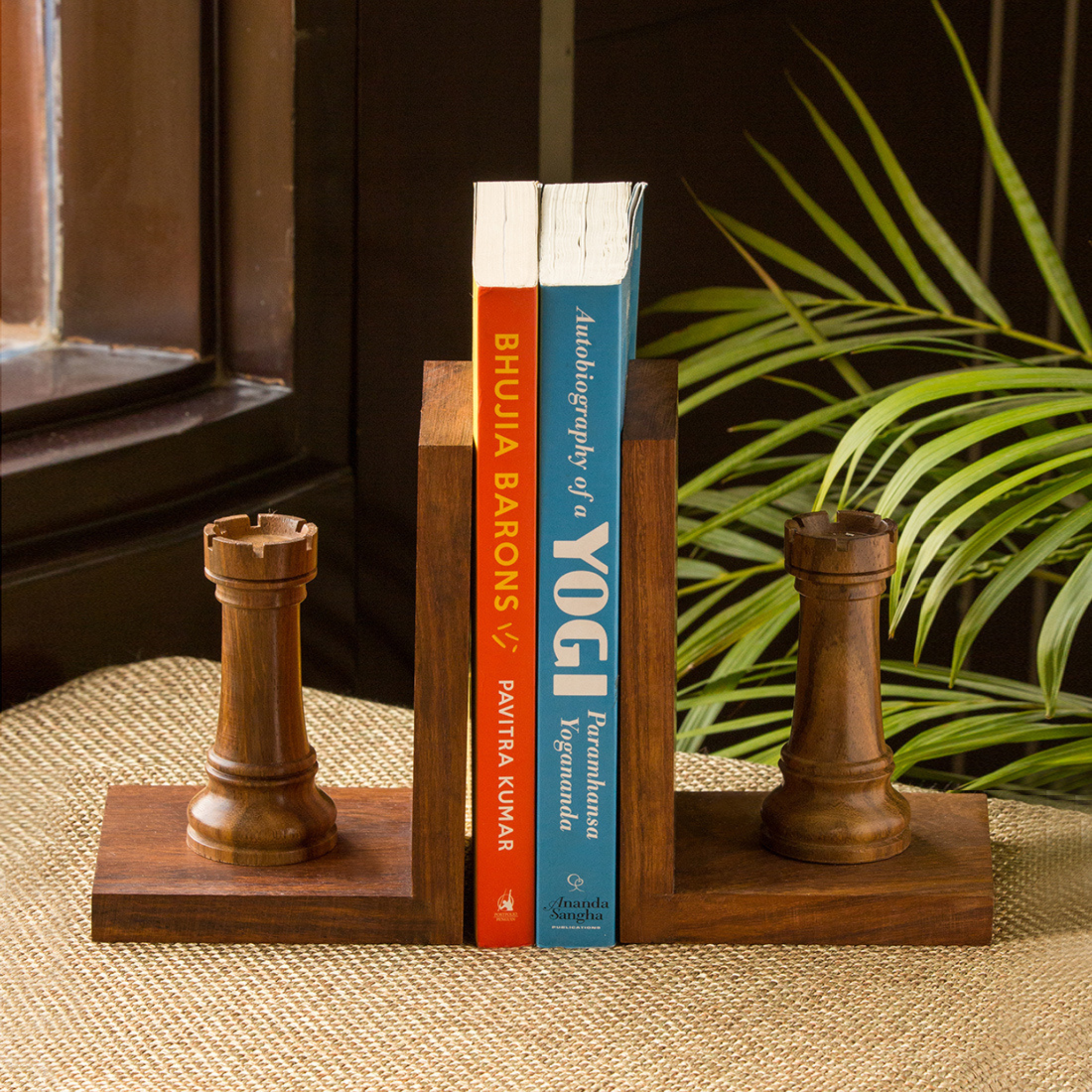Hand-carved Book-ends - Chess Rook
