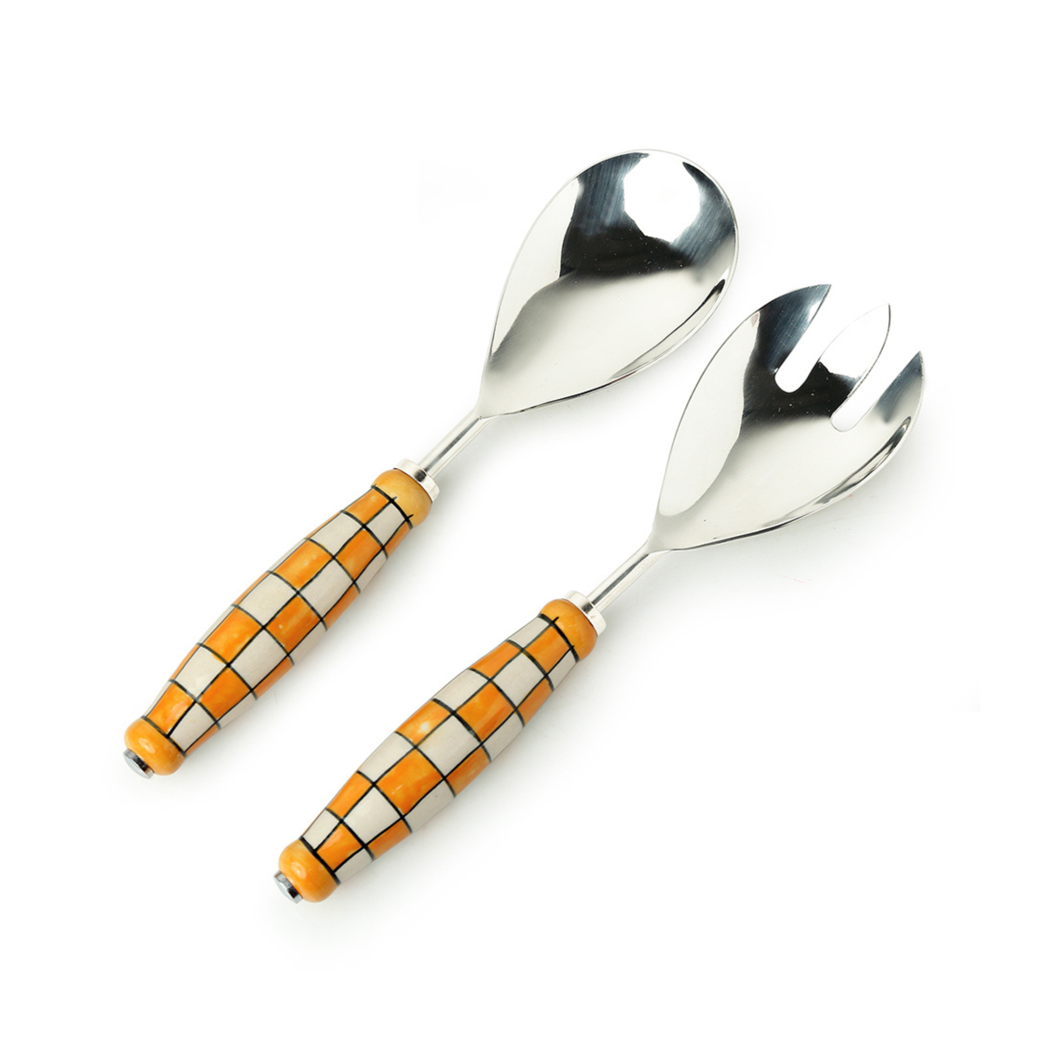 Big Cutlery - Chess checkered design in Stainless Steel & Ceramic