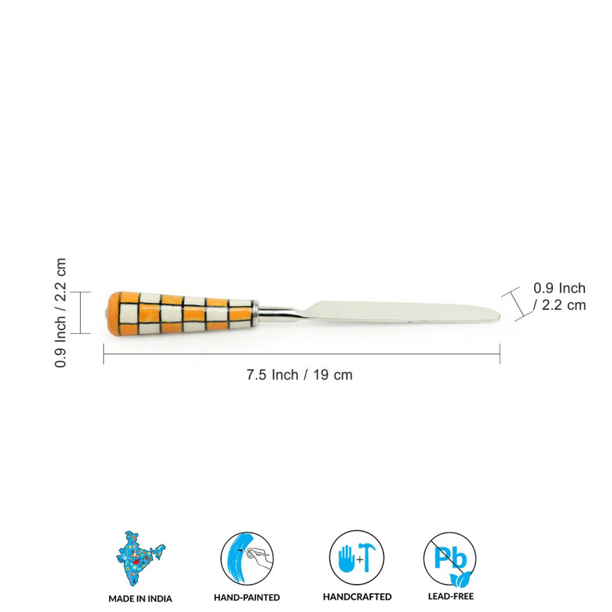 Table Knife - Chess checkered design in Stainless Steel & Ceramic