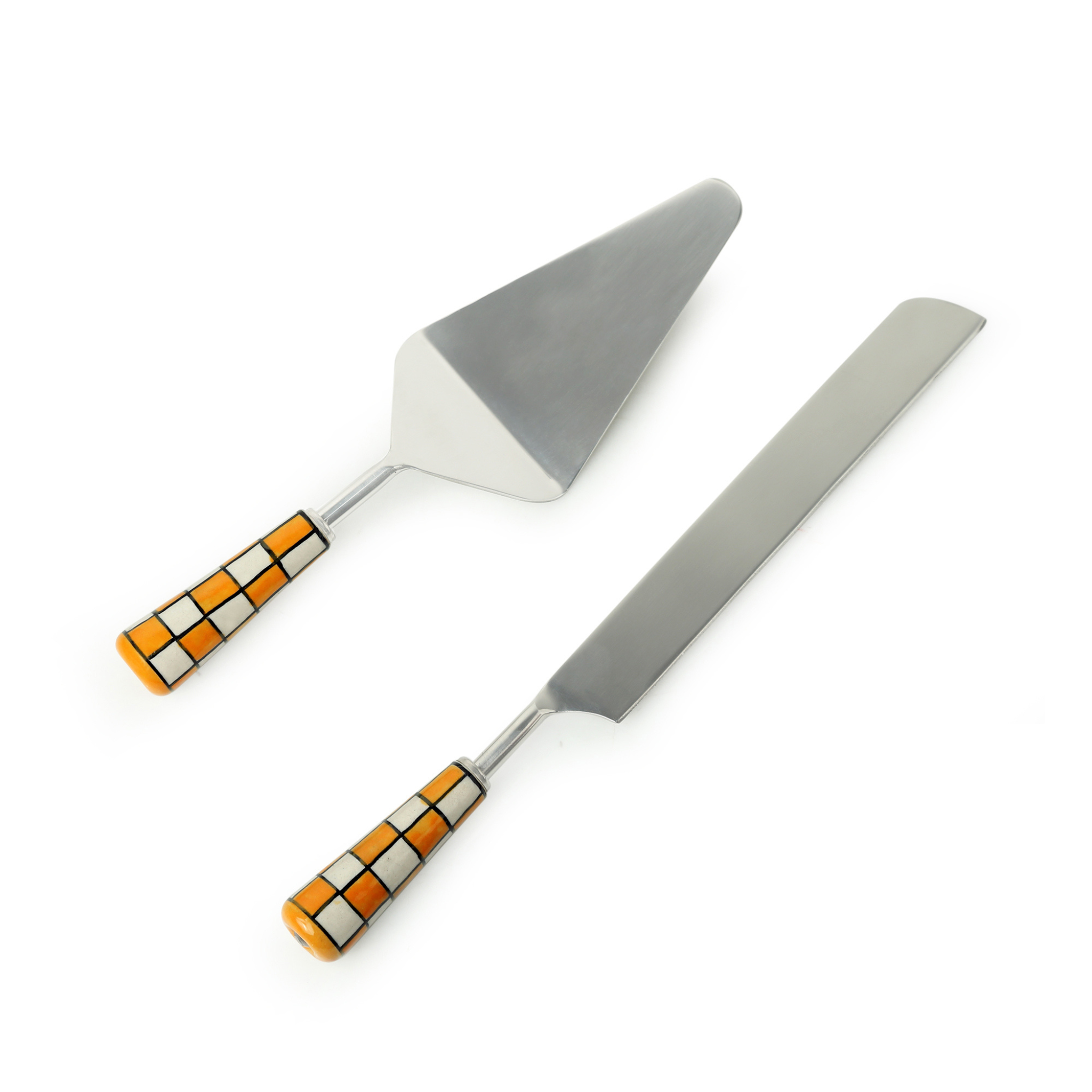 Big Cutlery - Chess checkered design in Stainless Steel & Ceramic