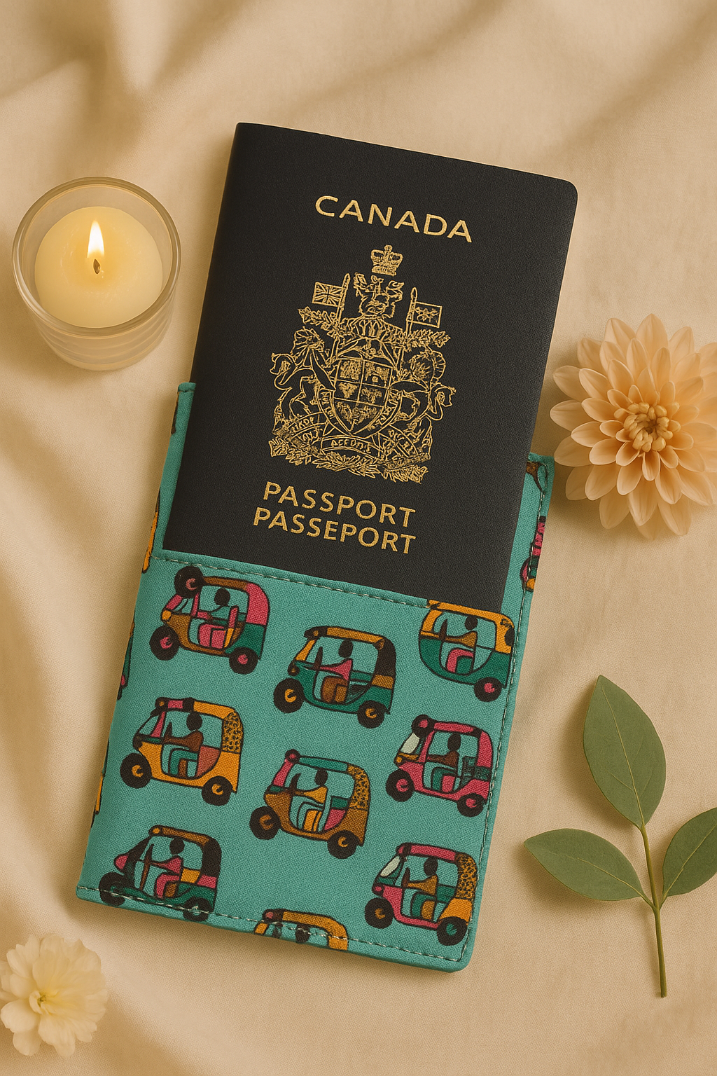 Fabric Passport Cover - Auto Rickshaw