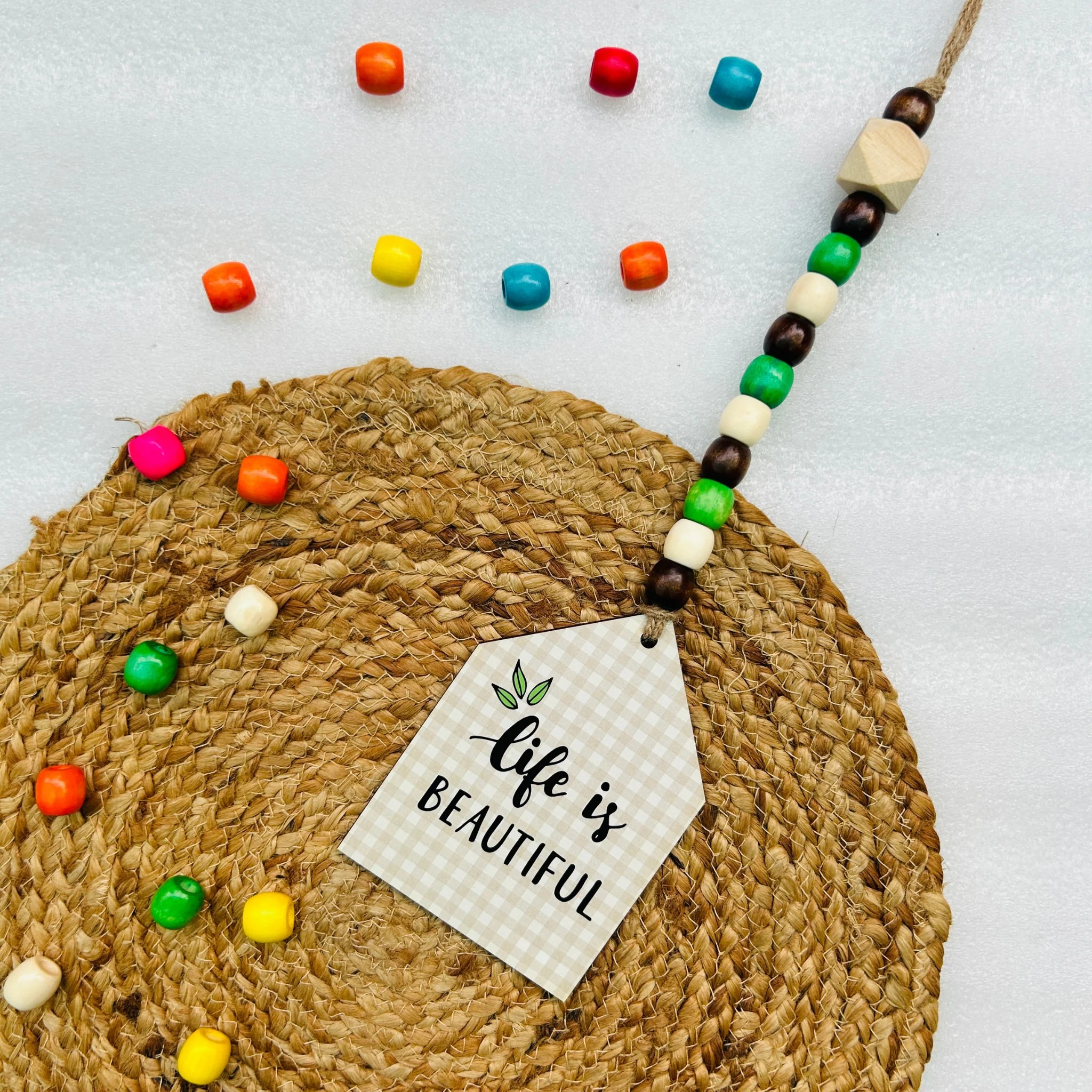 Wooden huts with beads