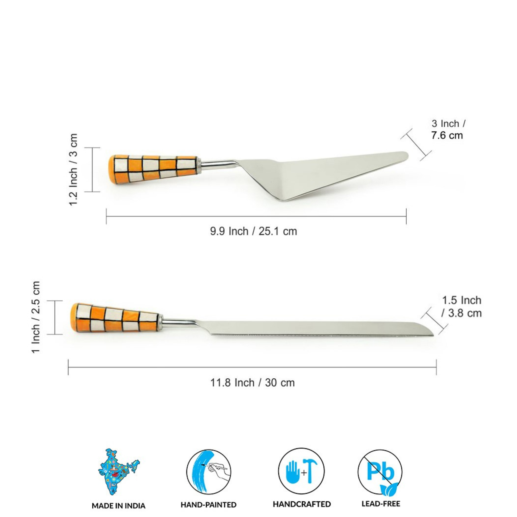 Big Cutlery - Chess checkered design in Stainless Steel & Ceramic