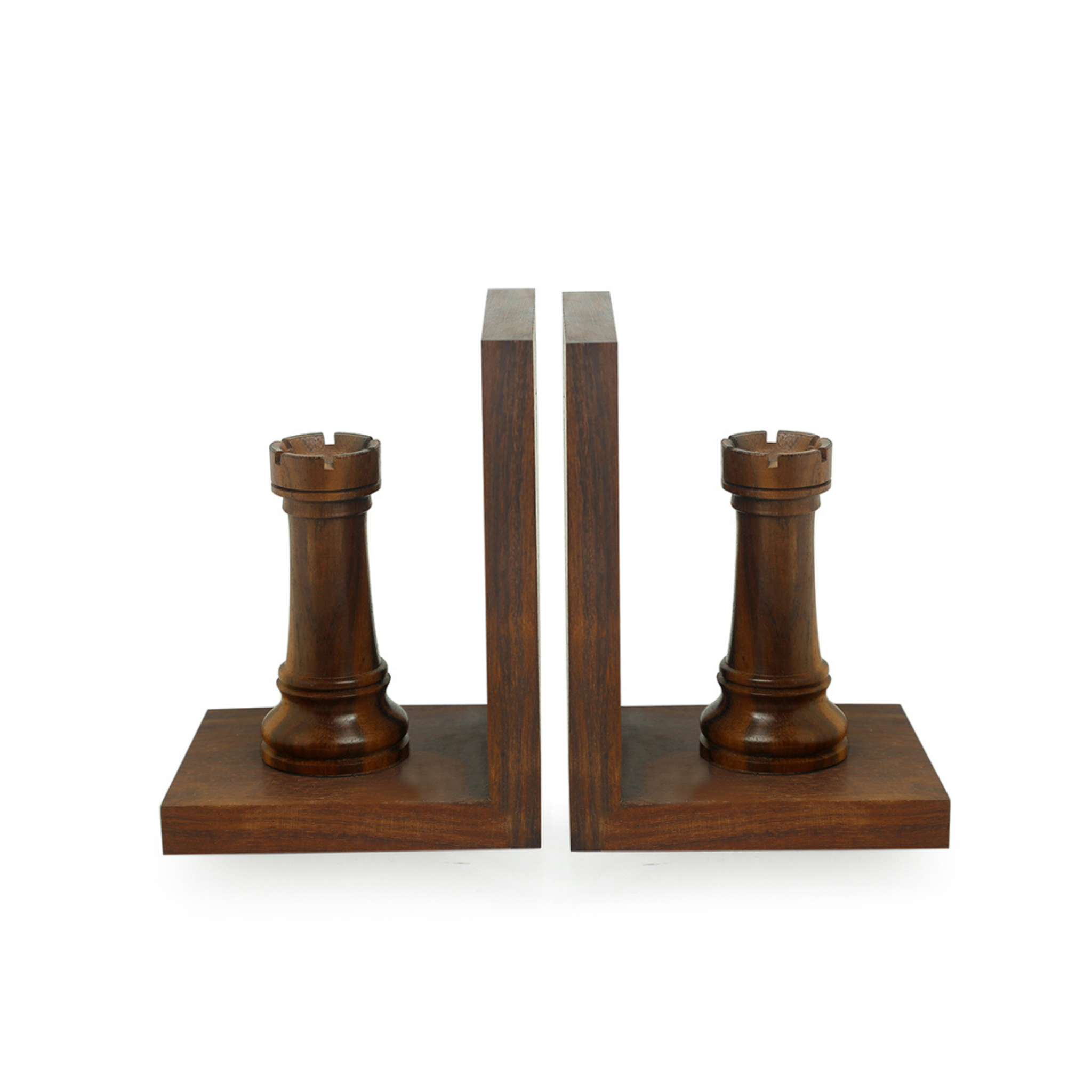 Hand-carved Book-ends - Chess Rook