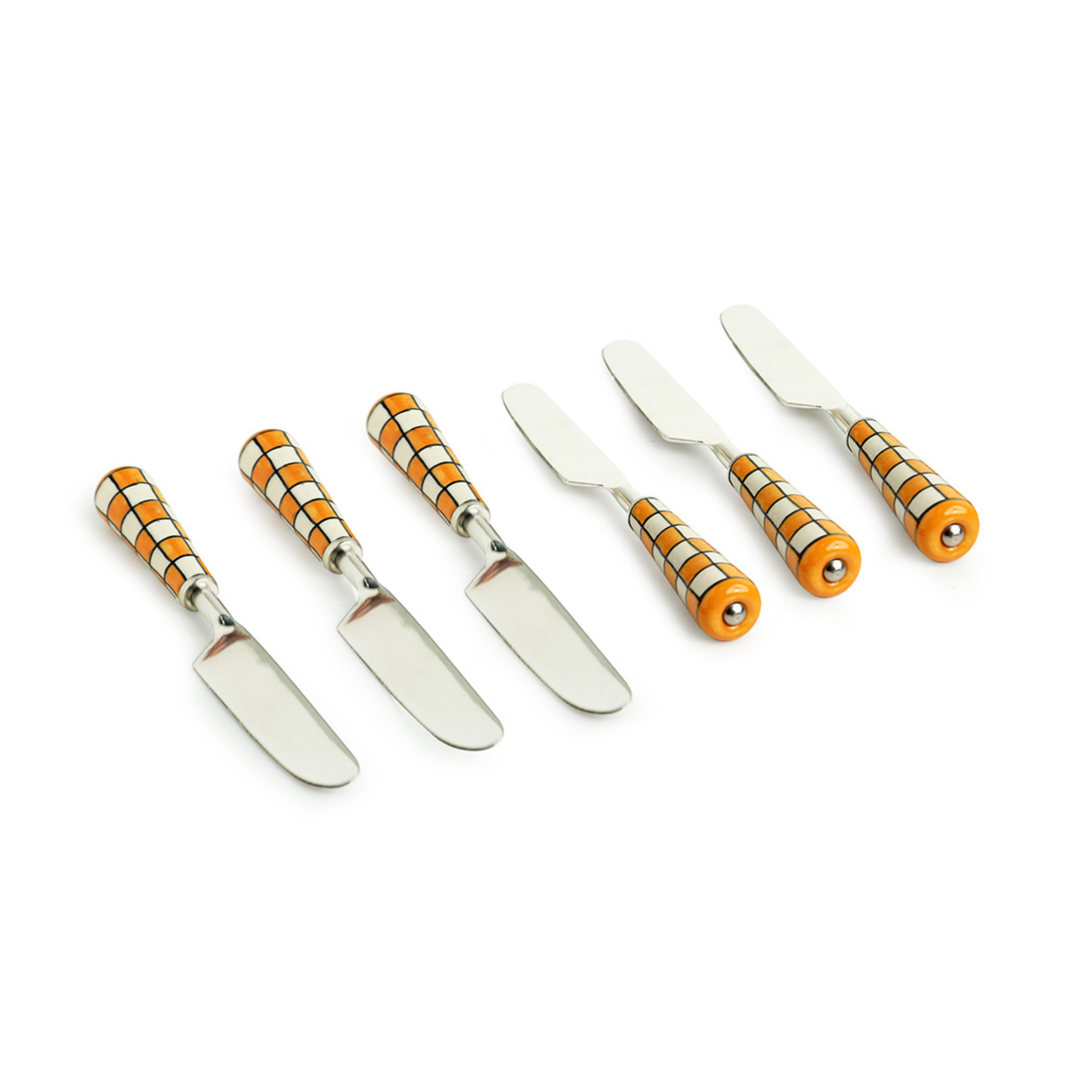 Table Knife - Chess checkered design in Stainless Steel & Ceramic