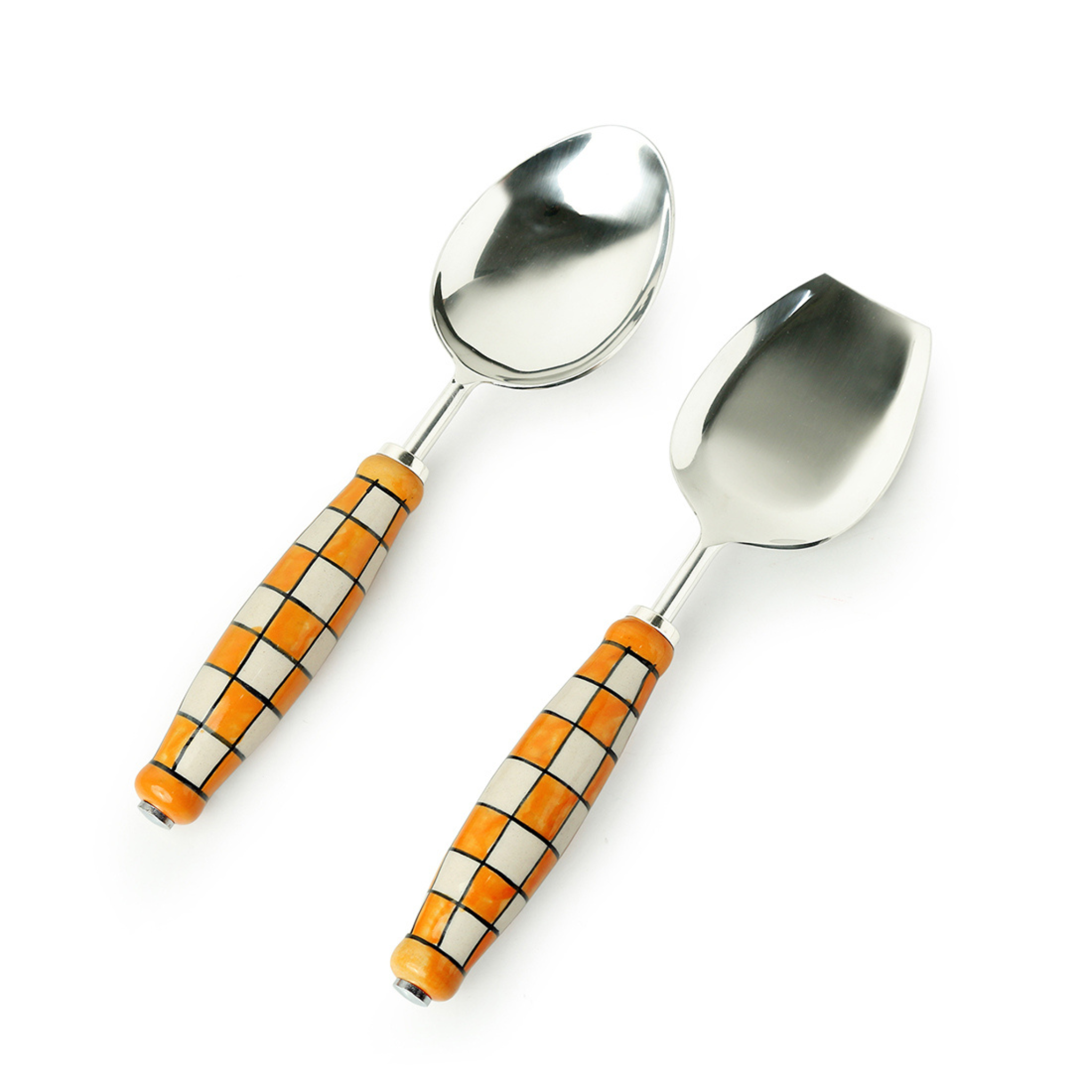 Big Cutlery - Chess checkered design in Stainless Steel & Ceramic