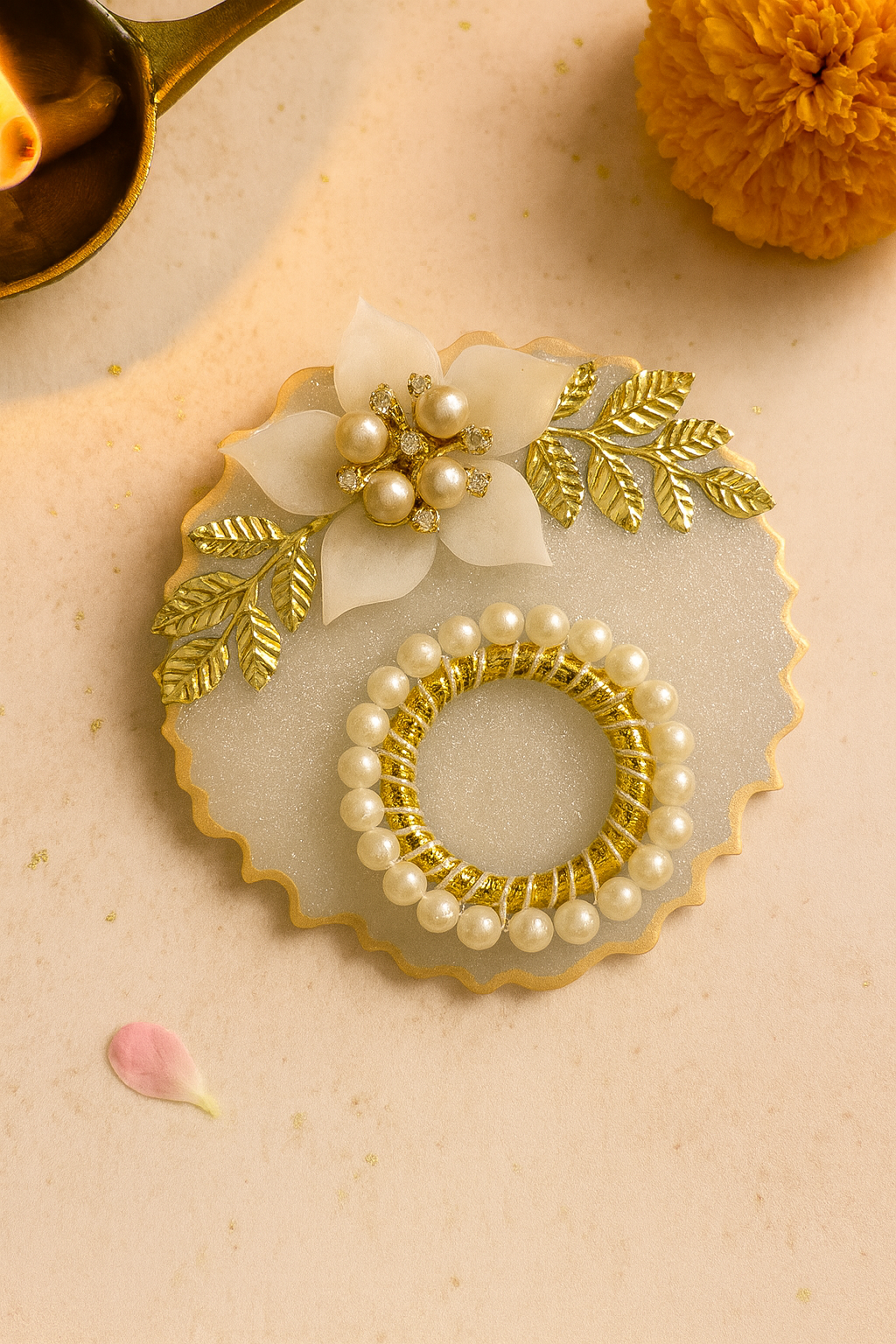 Diya / T-Light Stand / Coin Platter 4" - White