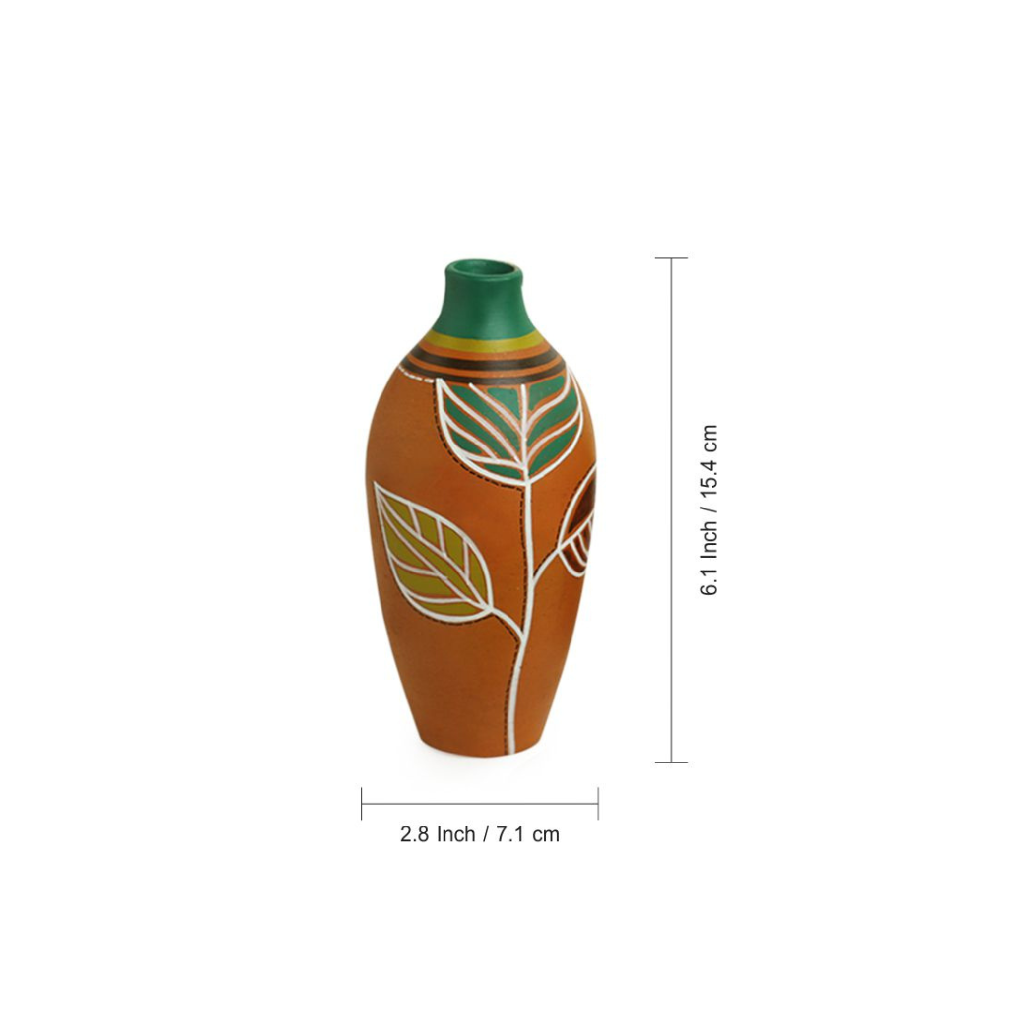 Set Of 4 Vase - Handpainted Leaf (Teracotta)