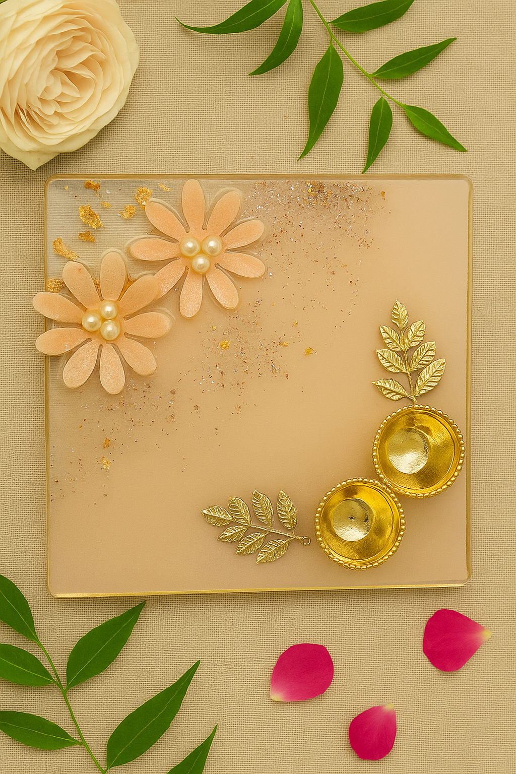 Thali Square 3D Flower 6"