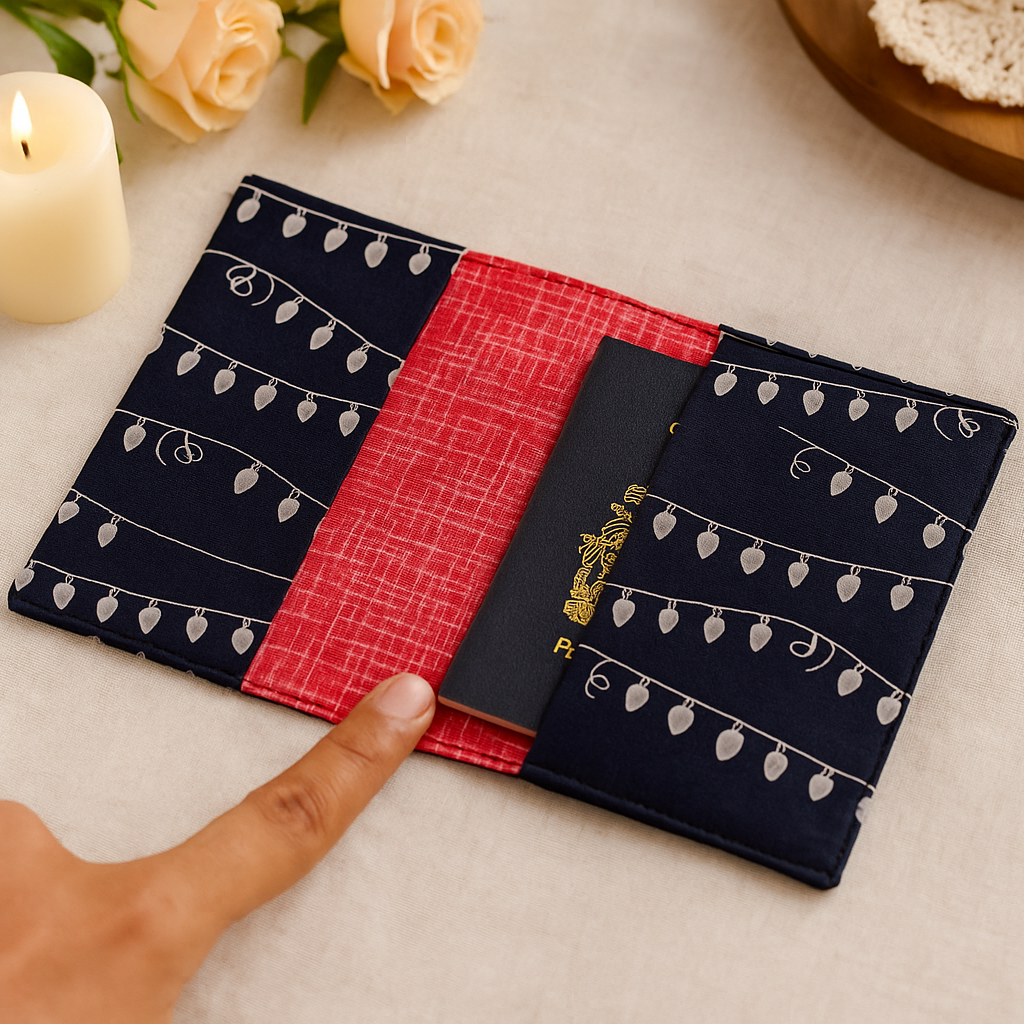 Fabric Passport Cover - Dark Blue Print