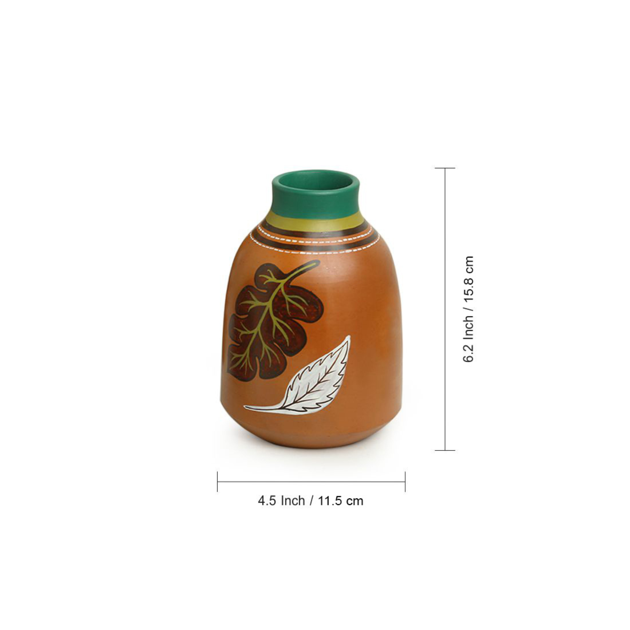 Set Of 4 Vase - Handpainted Leaf (Teracotta)