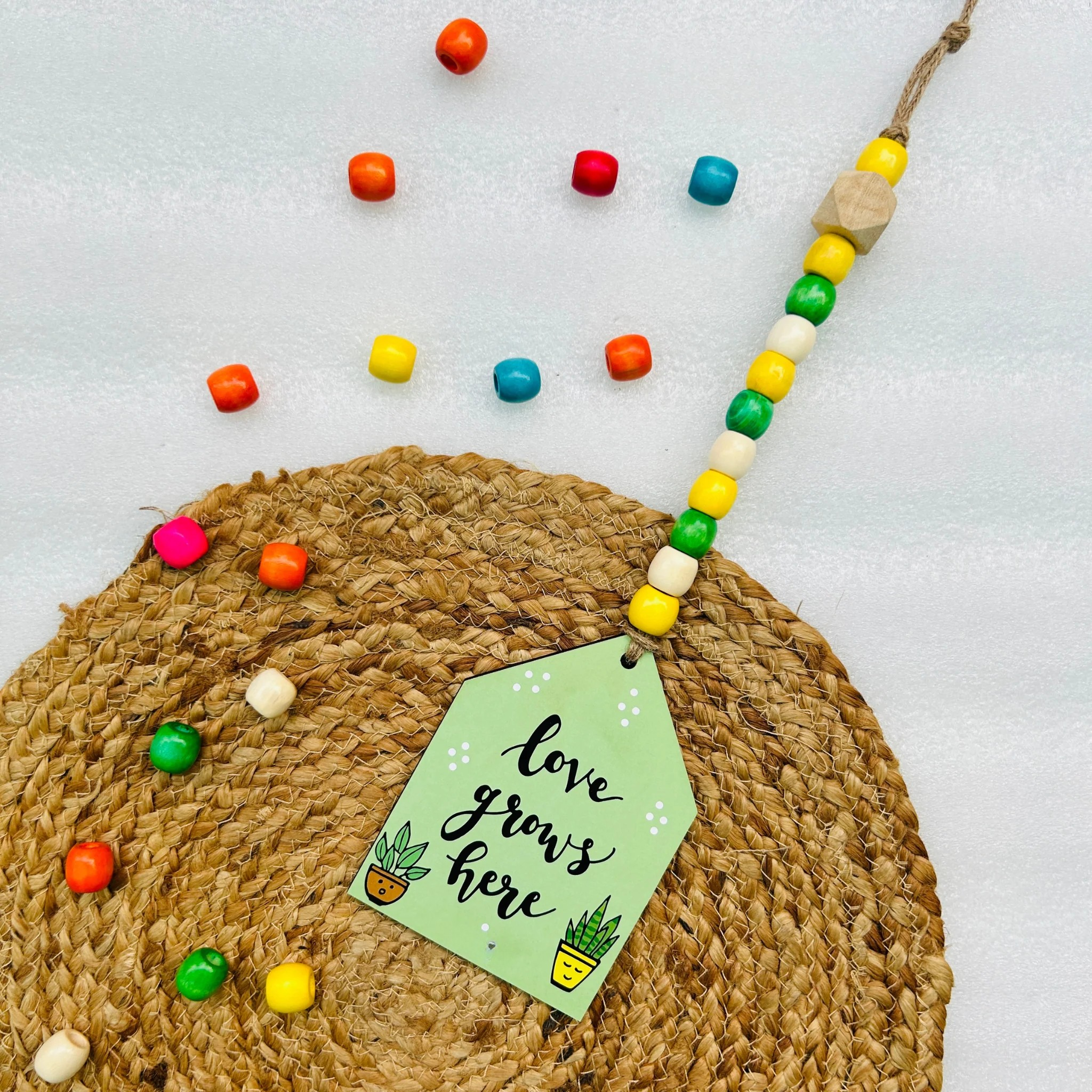 Wooden huts with beads
