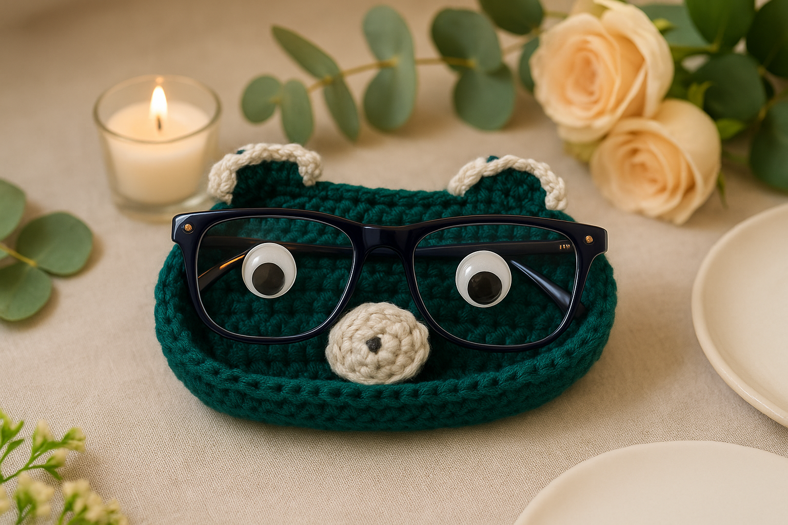 Crochet Bedside Holder (Specs, Jewellery, Medicine, Cup)